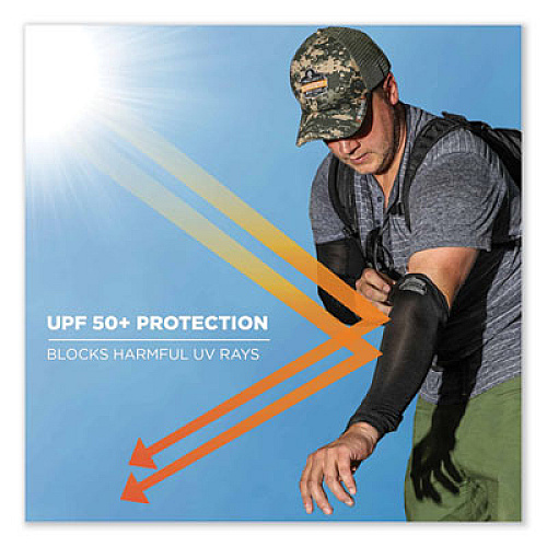 ergodyne Chill-Its 6690 Performance Knit Cooling Arm Sleeve, Polyester/Spandex, Medium, Blue, 2 Sleeves (12183)