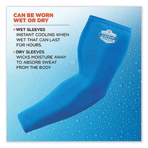 ergodyne Chill-Its 6690 Performance Knit Cooling Arm Sleeve, Polyester/Spandex, X-Large, Blue, 2 Sleeves (12185)