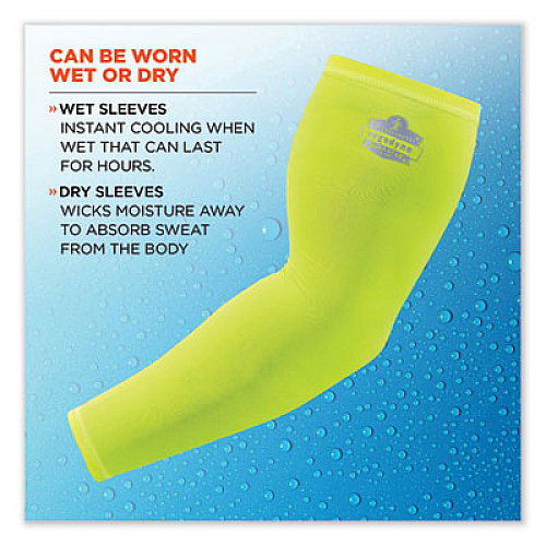 ergodyne Chill-Its 6690 Performance Knit Cooling Arm Sleeve, Polyester/Spandex, Medium, Lime, 2 Sleeves (12283)