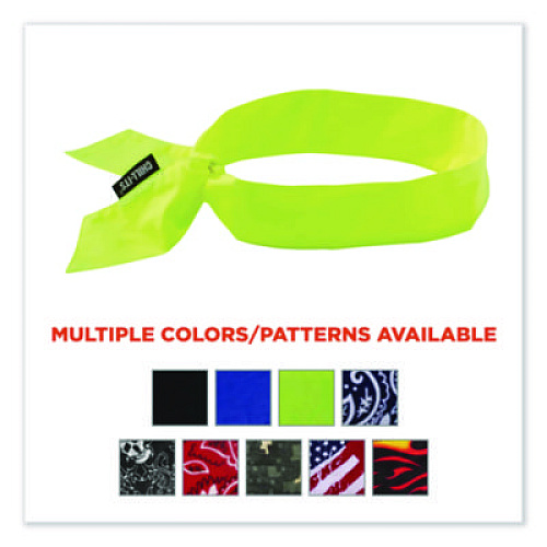 ergodyne Chill-Its 6700 Cooling Bandana Polymer Tie Headband, One Size Fits Most, Lime (12301)