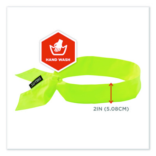 ergodyne Chill-Its 6700 Cooling Bandana Polymer Tie Headband, One Size Fits Most, Lime (12301)