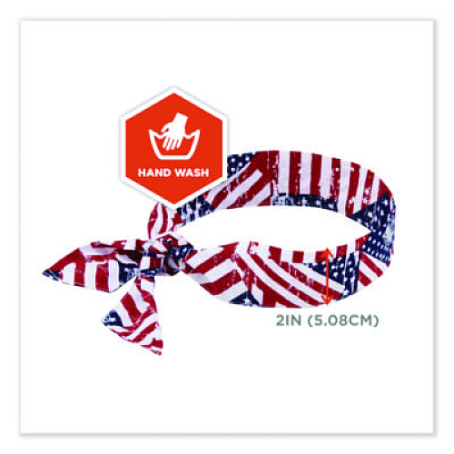 ergodyne Chill-Its 6700 Cooling Bandana Polymer Tie Headband, One Size Fits Most, Stars and Stripes (12303)