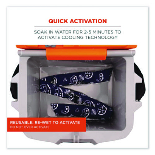 ergodyne Chill-Its 6700 Cooling Bandana Polymer Tie Headband, One Size Fits Most, Navy Western (12306)