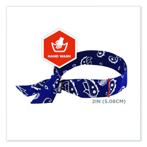 ergodyne Chill-Its 6700 Cooling Bandana Polymer Tie Headband, One Size Fits Most, Navy Western (12306)