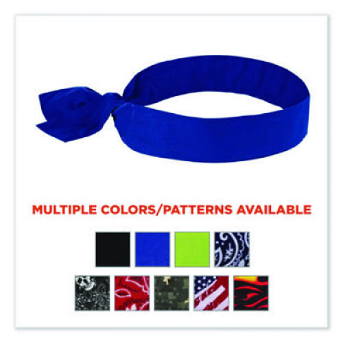 ergodyne Chill-Its 6700 Cooling Bandana Polymer Tie Headband, One Size Fits Most, Solid Blue (12307)