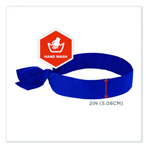 ergodyne Chill-Its 6700 Cooling Bandana Polymer Tie Headband, One Size Fits Most, Solid Blue (12307)