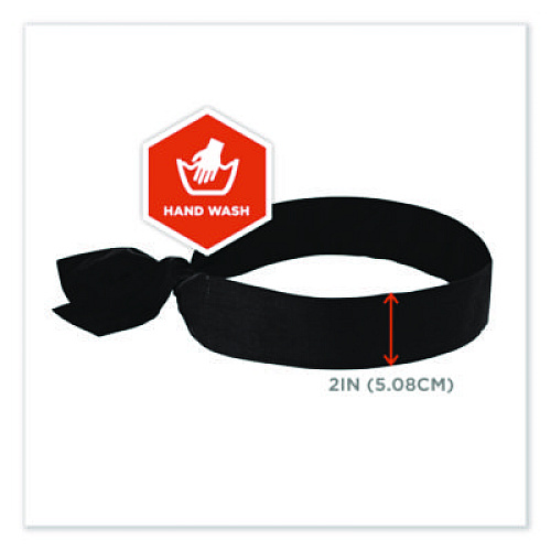 ergodyne Chill-Its 6700 Cooling Bandana Polymer Tie Headband, One Size Fits Most, Black (12332)