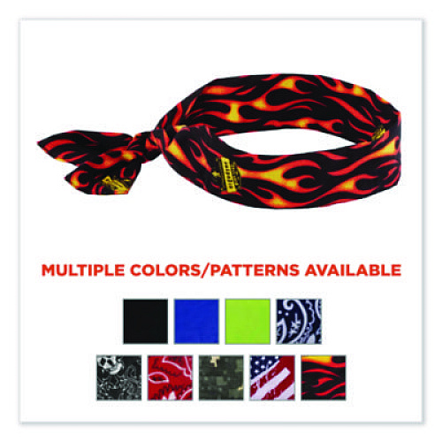 ergodyne Chill-Its 6700 Cooling Bandana Polymer Tie Headband, One Size Fits Most, Flames (12341)