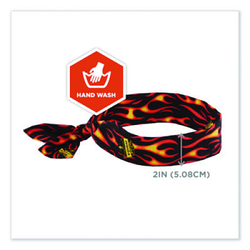ergodyne Chill-Its 6700 Cooling Bandana Polymer Tie Headband, One Size Fits Most, Flames (12341)