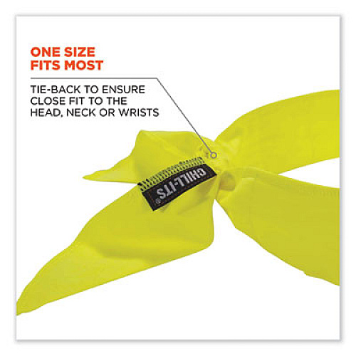 ergodyne Chill-Its 6702 Cooling Embedded Polymers Tie Bandana, One Size Fits Most, Lime (12397)