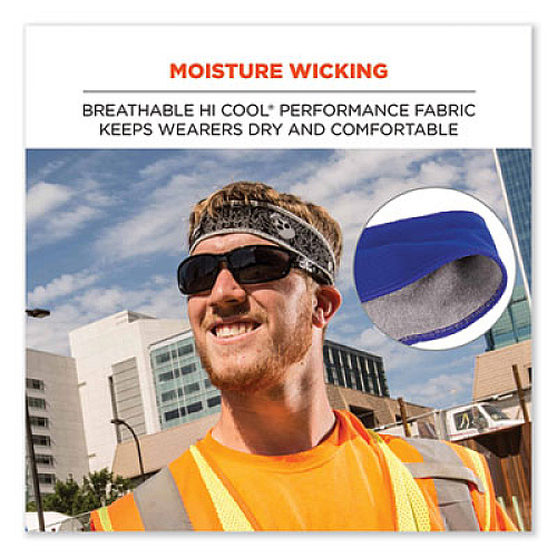 ergodyne Chill-Its 6605 High-Performance Terry Cloth Sweatband, Cotton Terry Cloth, One Size Fits Most, Blue (12425)