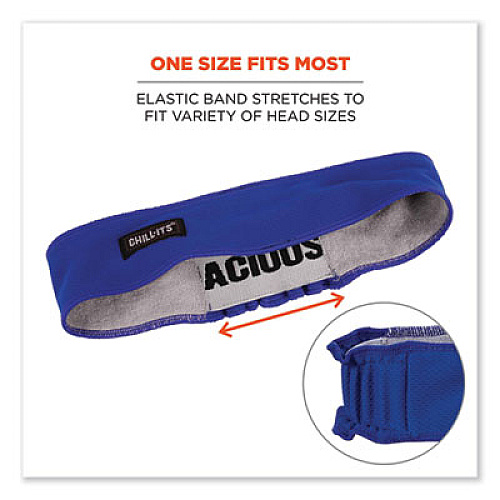 ergodyne Chill-Its 6605 High-Performance Terry Cloth Sweatband, Cotton Terry Cloth, One Size Fits Most, Blue (12425)