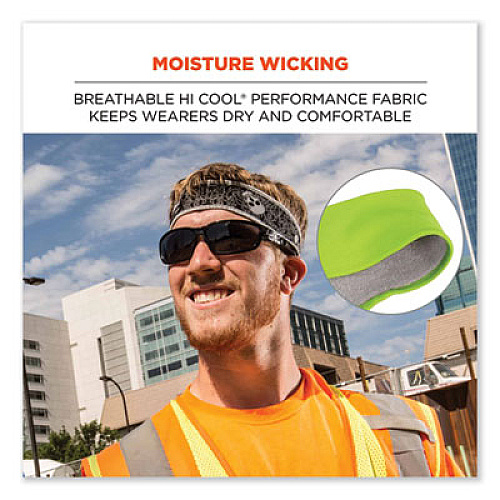 ergodyne Chill-Its 6605 High-Performance Terry Cloth Sweatband, Cotton Terry Cloth, One Size Fits Most, Lime (12431)