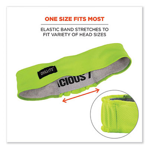 ergodyne Chill-Its 6605 High-Performance Terry Cloth Sweatband, Cotton Terry Cloth, One Size Fits Most, Lime (12431)