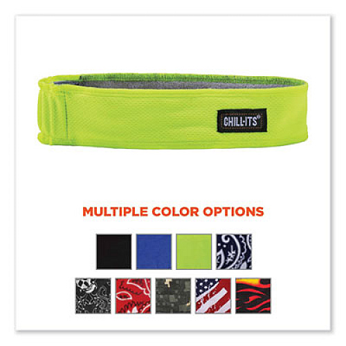 ergodyne Chill-Its 6605 High-Performance Terry Cloth Sweatband, Cotton Terry Cloth, One Size Fits Most, Lime (12431)