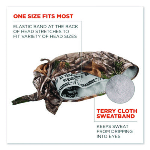 ergodyne Chill-Its 6615 High-Performance Bandana Doo Rag with Terry Cloth Sweatband, One Size Fits Most, RealTree Xtra (12475)