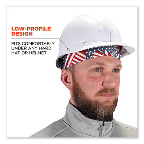 ergodyne Chill-Its 6630 High-Performance Terry Cloth Skull Cap, Polyester, One Size Fits Most, Stars and Stripes (12506)
