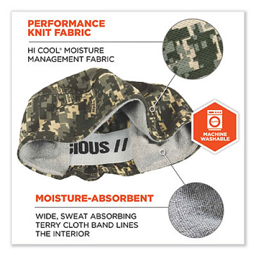 ergodyne Chill-Its 6630 High-Performance Terry Cloth Skull Cap, Polyester, One Size Fits Most, Camo (12507)