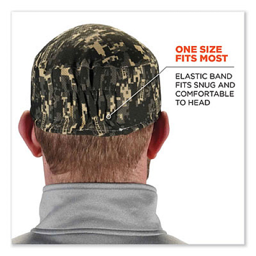 ergodyne Chill-Its 6630 High-Performance Terry Cloth Skull Cap, Polyester, One Size Fits Most, Camo (12507)