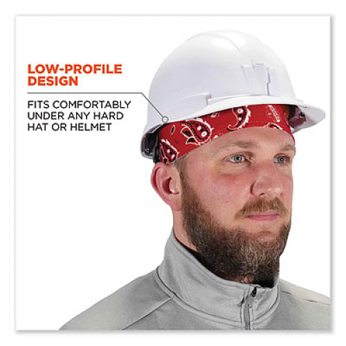 ergodyne Chill-Its 6630 High-Performance Terry Cloth Skull Cap, Polyester, One Size Fits Most, Red Western (12508)