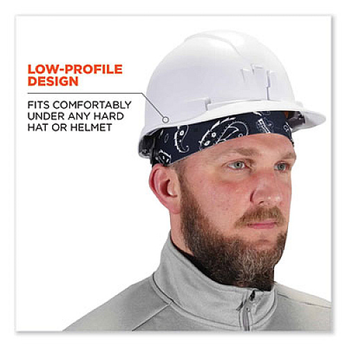 ergodyne Chill-Its 6630 High-Performance Terry Cloth Skull Cap, Polyester, One Size Fit Most, Navy Western (12509)
