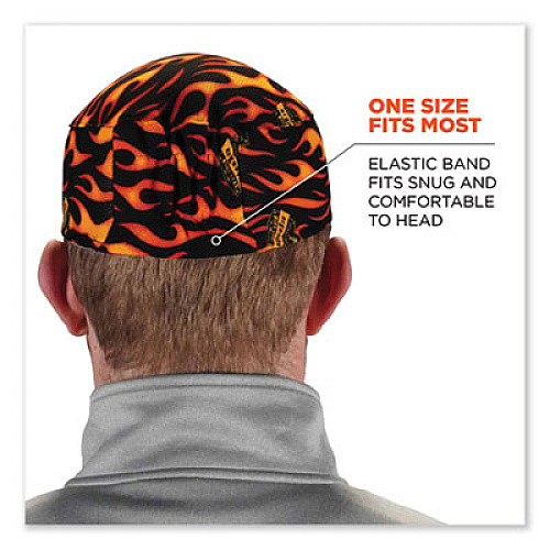 ergodyne Chill-Its 6630 High-Performance Terry Cloth Skull Cap, Polyester, One Size Fits Most, Flames (12514)