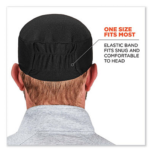 ergodyne Chill-Its 6630 High-Performance Terry Cloth Skull Cap, Polyester, One Size Fits Most, Black (12516)