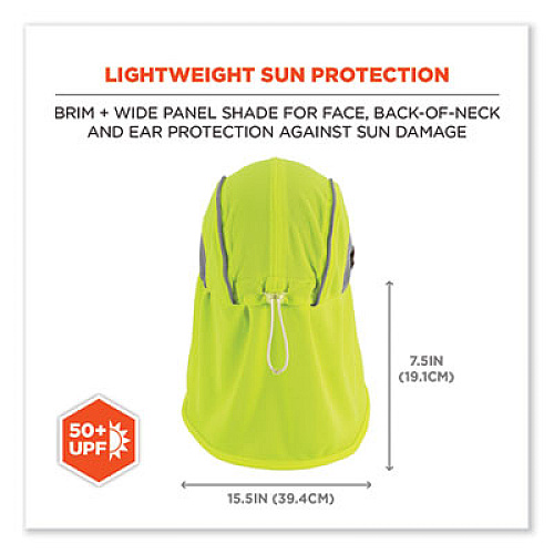 ergodyne Chill-Its 6650 High-Performance Hat Plus Neck Shade, Polyester, One Size Fits Most, Lime (12520)