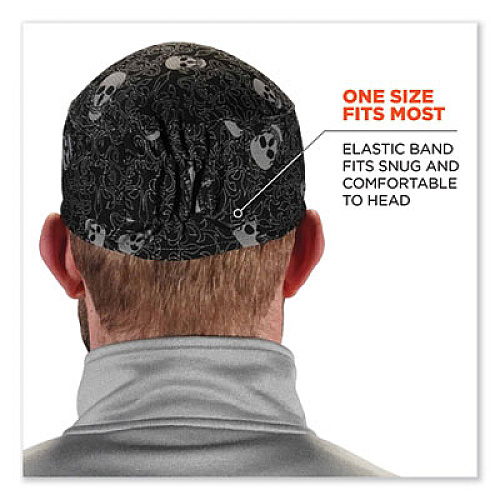 ergodyne Chill-Its 6630 High-Performance Terry Cloth Skull Cap, Polyester, One Size Fits Most, Skulls (12529)