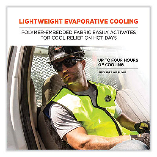 ergodyne Chill-Its 6665 Embedded Polymer Cooling Vest with Zipper, Nylon/Polymer, Medium, Lime (12533)