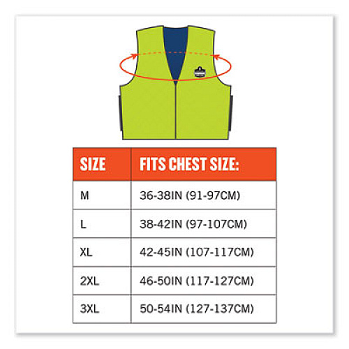 ergodyne Chill-Its 6665 Embedded Polymer Cooling Vest with Zipper, Nylon/Polymer, Medium, Lime (12533)