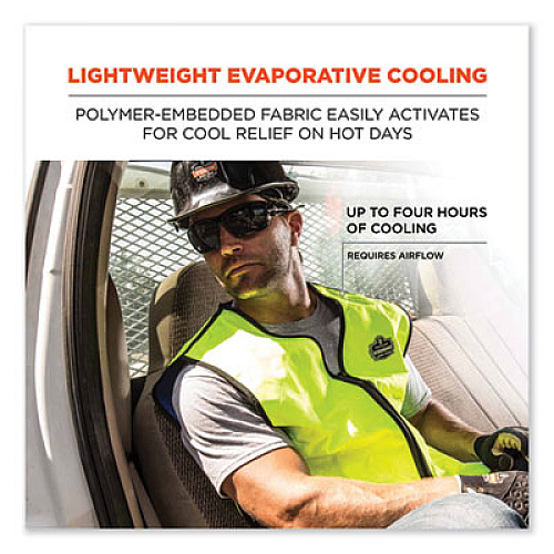 ergodyne Chill-Its 6665 Embedded Polymer Cooling Vest with Zipper, Nylon/Polymer, X-Large, Lime (12535)