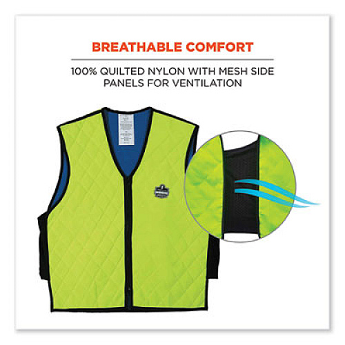 ergodyne Chill-Its 6665 Embedded Polymer Cooling Vest with Zipper, Nylon/Polymer, 2X-Large, Lime (12536)