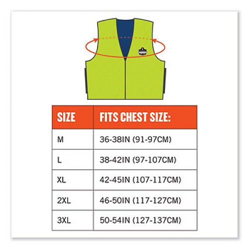 ergodyne Chill-Its 6665 Embedded Polymer Cooling Vest with Zipper, Nylon/Polymer, 2X-Large, Lime (12536)