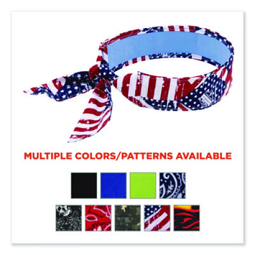 ergodyne Chill-Its 6700CT Cooling Bandana PVA Tie Headband, One Size Fits Most, Stars and Stripes (12561)