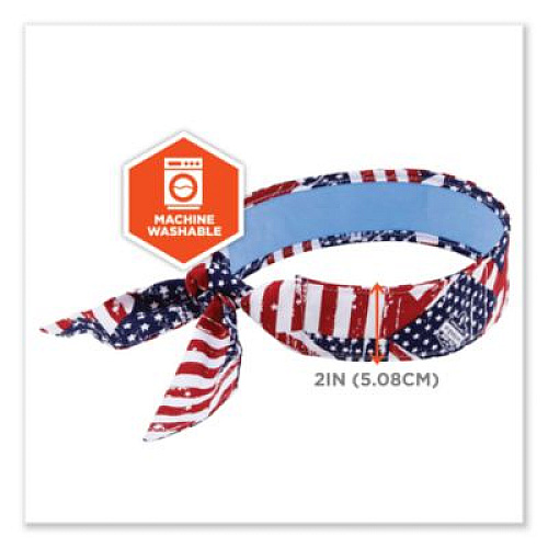 ergodyne Chill-Its 6700CT Cooling Bandana PVA Tie Headband, One Size Fits Most, Stars and Stripes (12561)