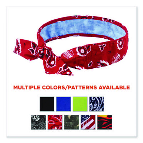ergodyne Chill-Its 6700CT Cooling Bandana PVA Tie Headband, One Size Fits Most, Red Western (12563)