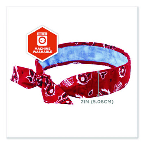 ergodyne Chill-Its 6700CT Cooling Bandana PVA Tie Headband, One Size Fits Most, Red Western (12563)
