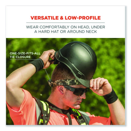 ergodyne Chill-Its 6700CT Cooling Bandana PVA Tie Headband, One Size Fits Most, Navy Western (12564)
