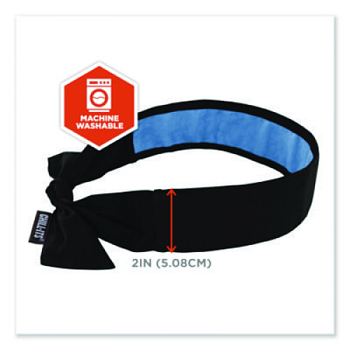 ergodyne Chill-Its 6700CT Cooling Bandana PVA Tie Headband, One Size Fits Most, Black (12565)