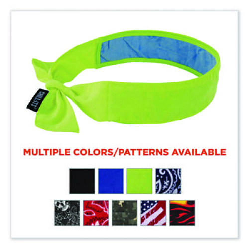 ergodyne Chill-Its 6700CT Cooling Bandana PVA Tie Headband, One Size Fits Most, Lime (12566)