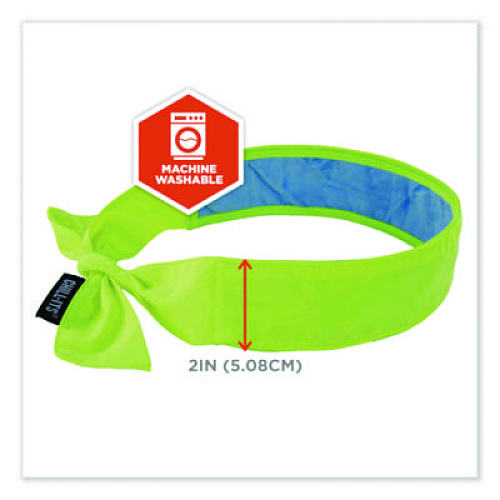 ergodyne Chill-Its 6700CT Cooling Bandana PVA Tie Headband, One Size Fits Most, Lime (12566)