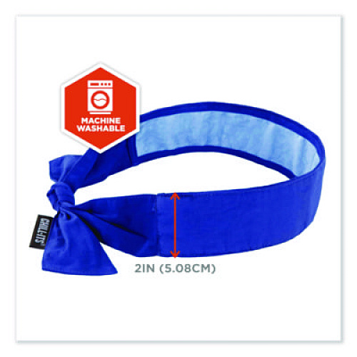 ergodyne Chill-Its 6700CT Cooling Bandana PVA Tie Headband, One Size Fits Most, Solid Blue (12567)