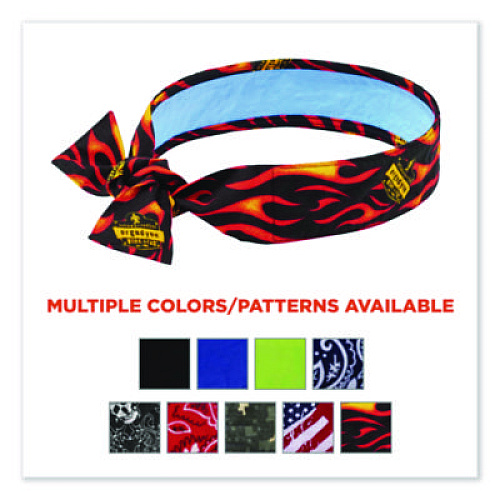 ergodyne Chill-Its 6700CT Cooling Bandana PVA Tie Headband, One Size Fits Most, Flames (12568)