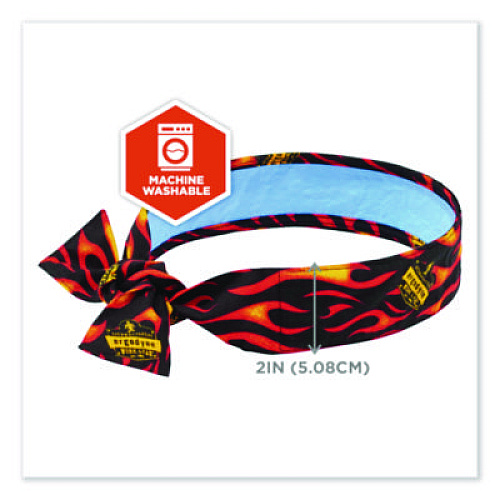 ergodyne Chill-Its 6700CT Cooling Bandana PVA Tie Headband, One Size Fits Most, Flames (12568)