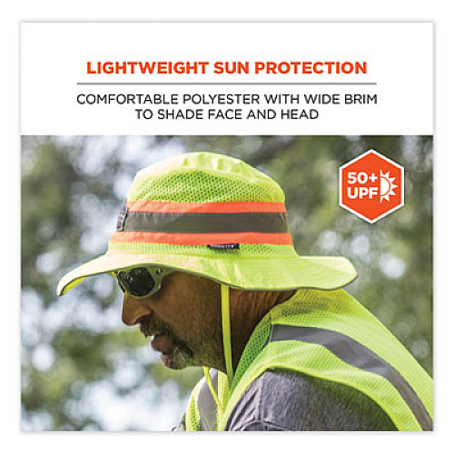 ergodyne Chill-Its 8935MF Hi-Vis Microfiber Ranger Sun Hat, Small/Medium, Lime (12593)