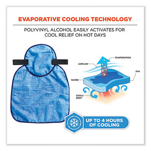 ergodyne Chill-Its 6717CT Cooling Hard Hat Pad and Neck Shade - PVA, 12.5 x 9.75, Blue (12596)