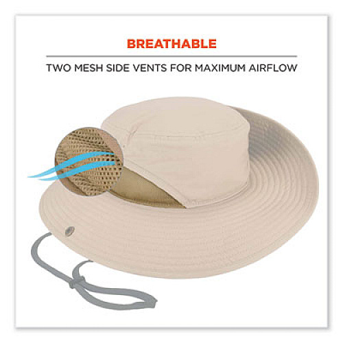ergodyne Chill-Its 8936 Lightweight Mesh Paneling Ranger Hat, Small/Medium, Khaki (12598)