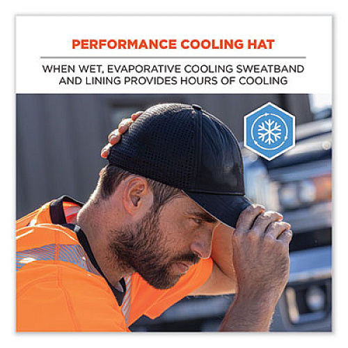 ergodyne Chill-Its 8937 Performance Cooling Baseball Hat, One Size Fits Most, Black (12604)