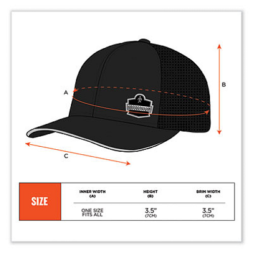ergodyne Chill-Its 8937 Performance Cooling Baseball Hat, One Size Fits Most, Black (12604)